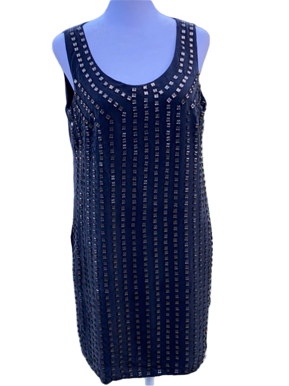 Alberto Makali Beaded Black Silk Cocktail Dress for Evening Events Medium